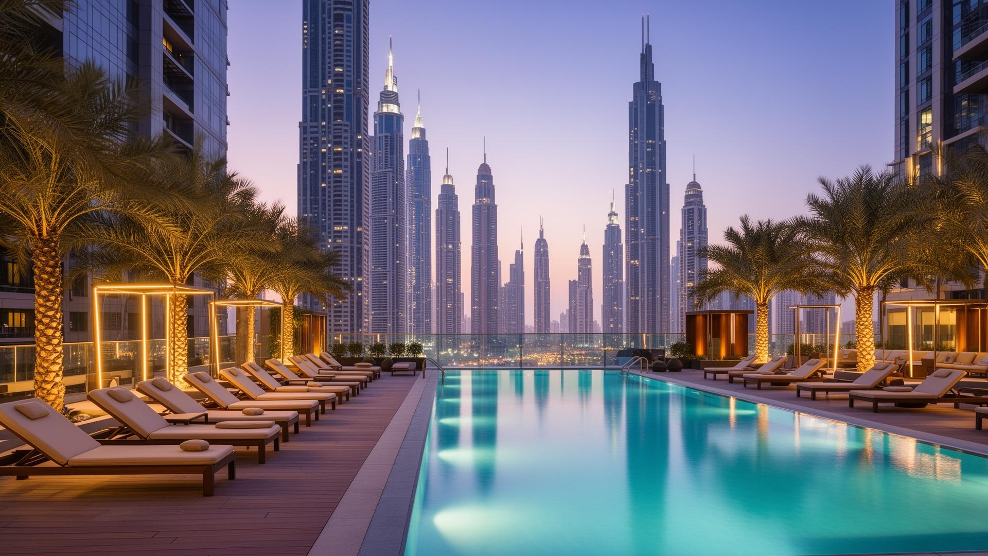 Taras na dachu o zachodzie słońca